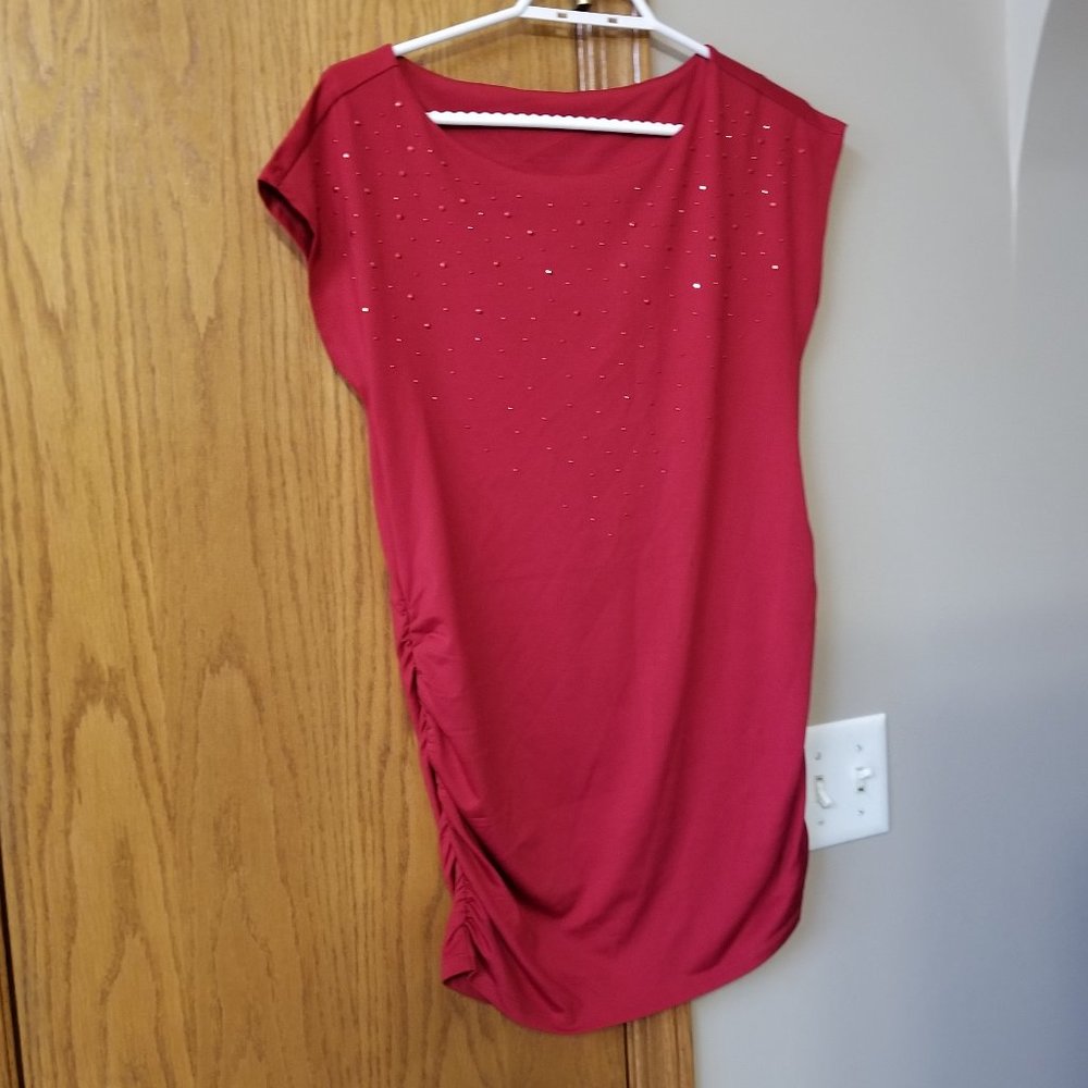 ❤️ Thyme Maternity Red Short Sleeve Sleeveless  Sequined  Top ❤️Size M